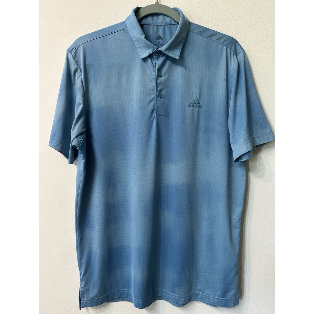 adidas Golf Shirt Men Small Blue Novelty Mesh AEROREADY Polo Short Sleeve GL4806